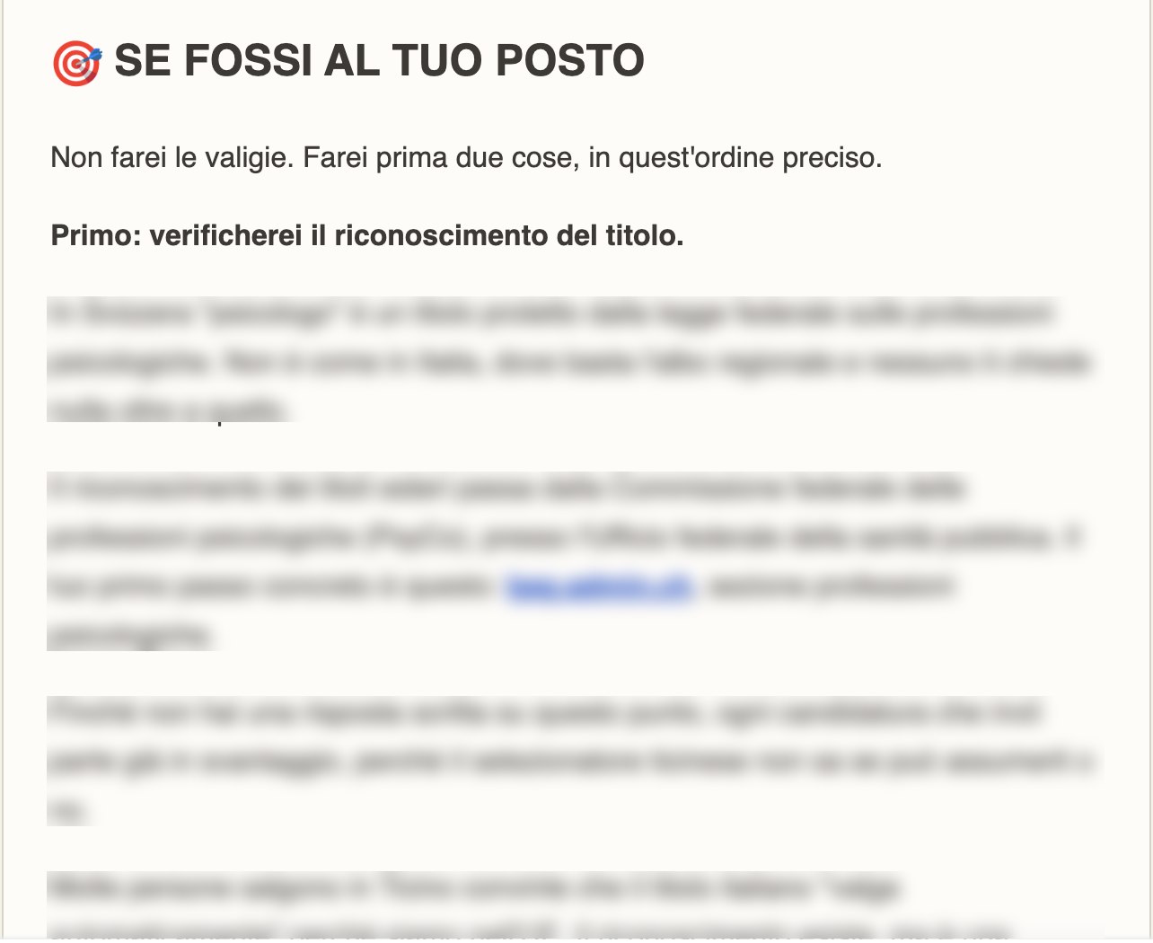 La sezione Se fossi al tuo posto