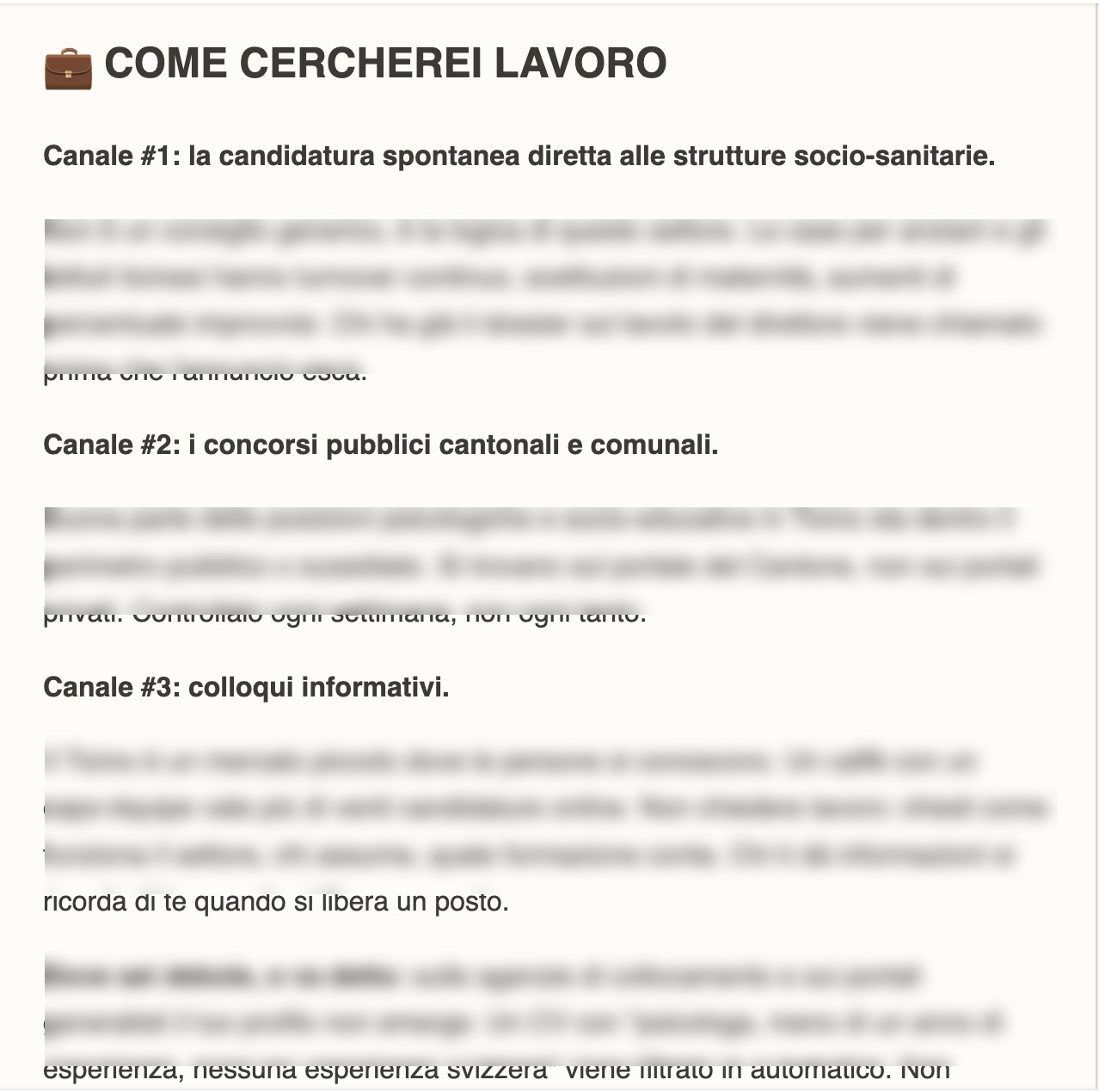 La sezione su come cercare lavoro